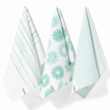 Load image into Gallery viewer, Royal Doulton Pacific Mint Tea Towel 3 Pack Lines &amp; Dots