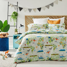 Load image into Gallery viewer, Twill &amp; Co Global Adventure Duvet Cover Set